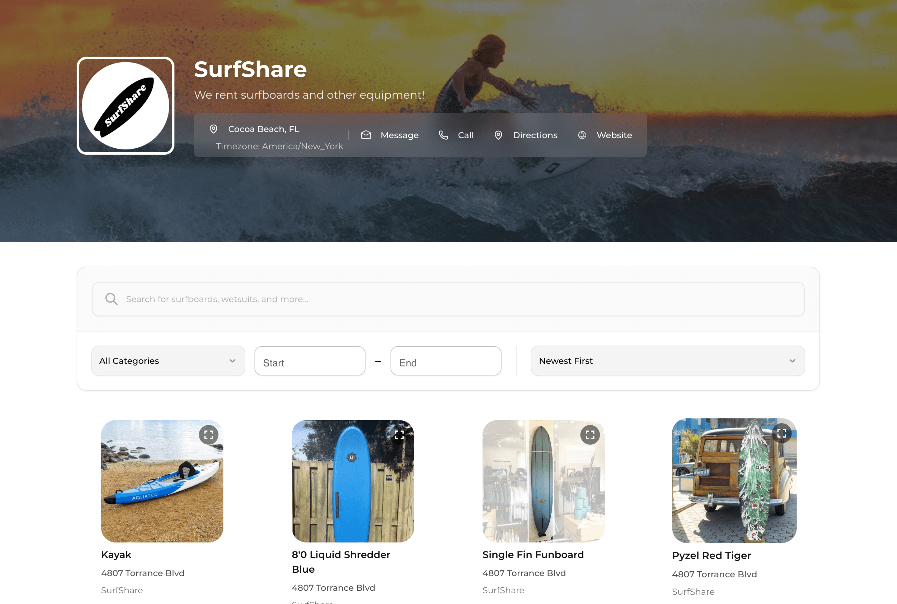 Custom Branded Rental Website Preview